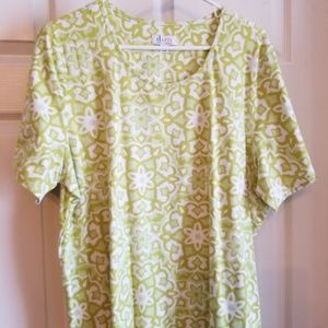 Denim & Co. Tee shirt, XL, Lime Green